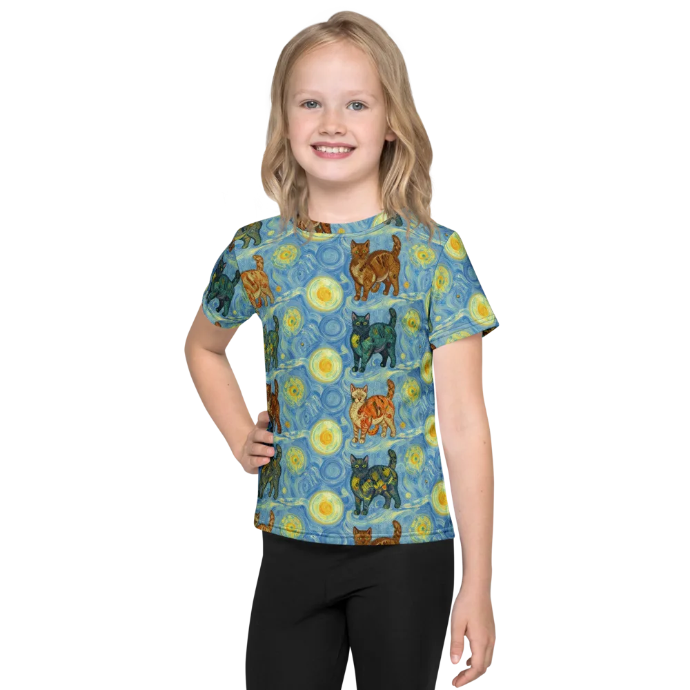 Starry Night Prowl on Kids Crew Neck T-Shirt — Front