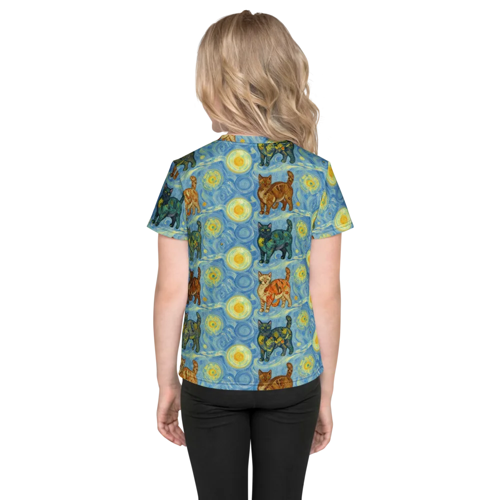 Starry Night Prowl on Kids Crew Neck T-Shirt — Back