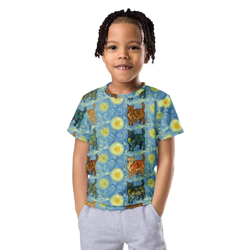 Starry Night Prowl on Kids Crew Neck T-Shirt — Front