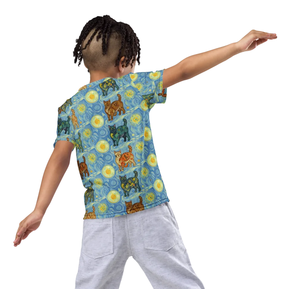 Starry Night Prowl on Kids Crew Neck T-Shirt — Back