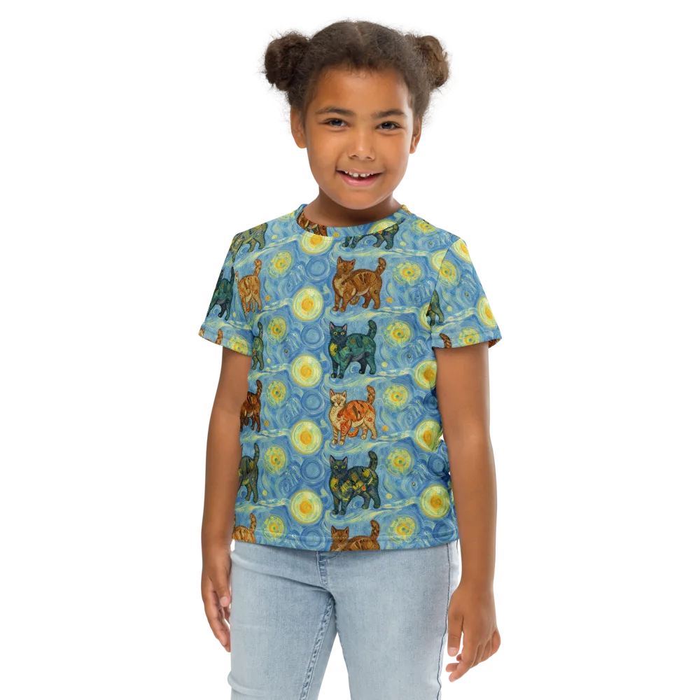 Starry Night Prowl on Kids Crew Neck T-Shirt — Front