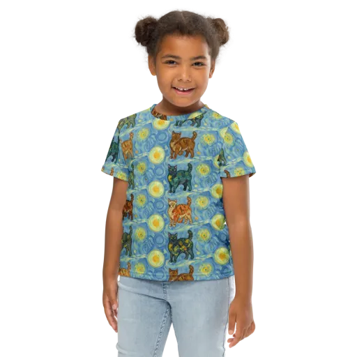 Starry Night Prowl on a Kids Crew Neck T-Shirt