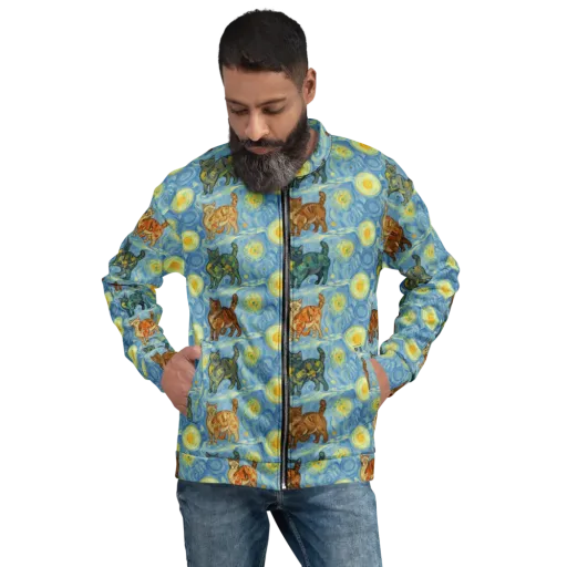 Starry Night Prowl on a Bomber Jacket