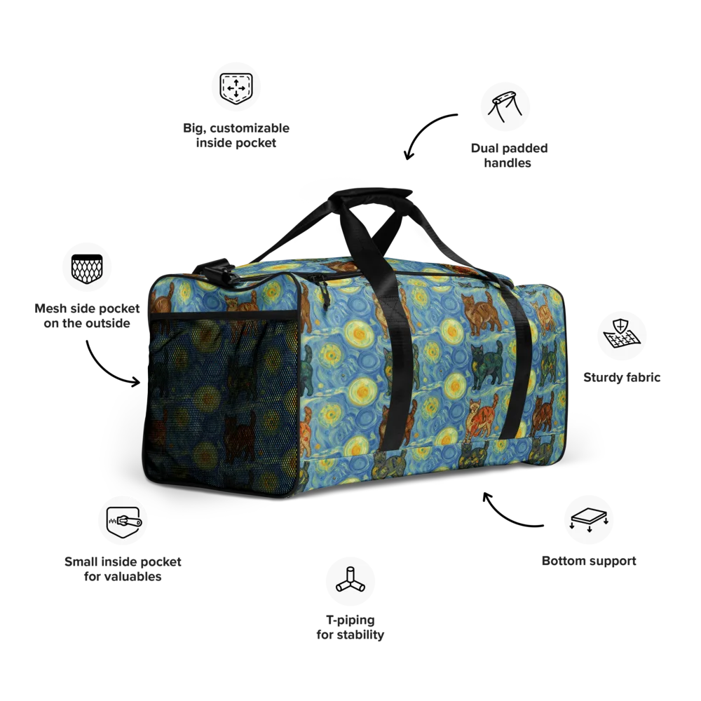 Starry Night Prowl on Duffle Bag — Right Front