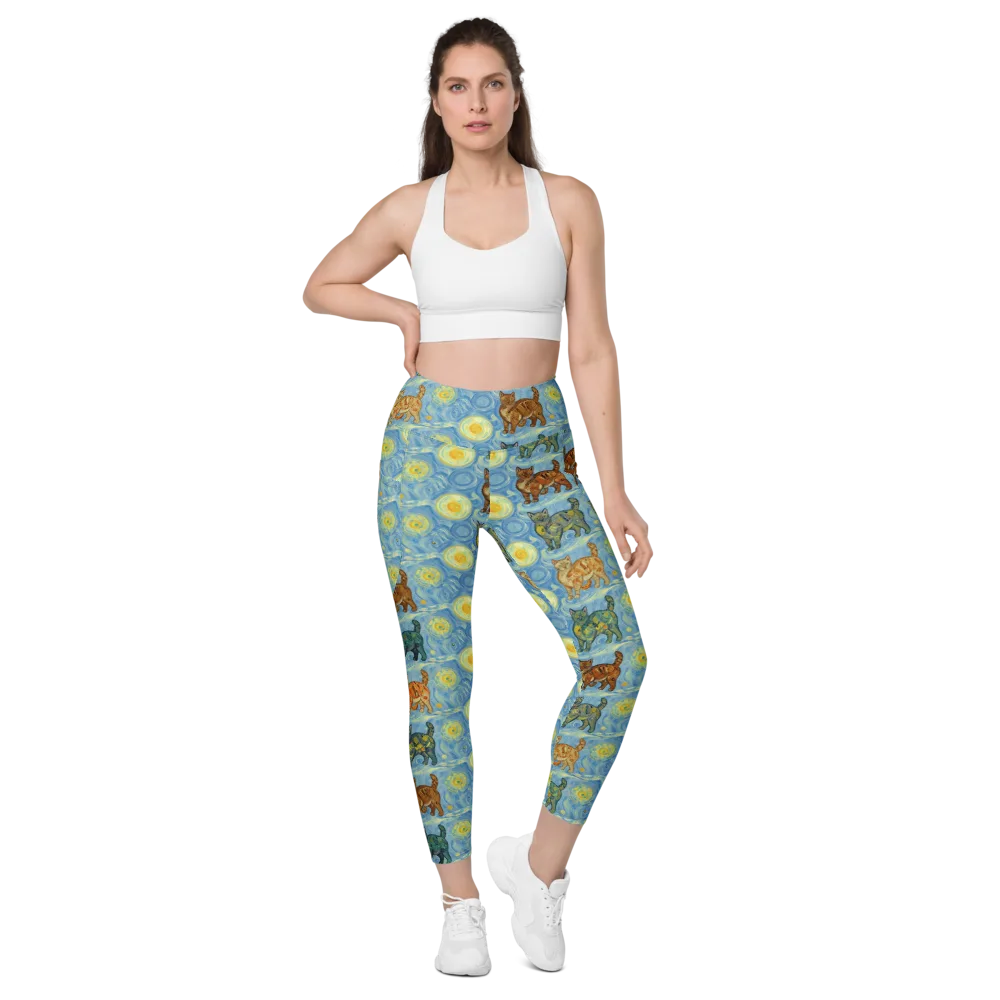 Starry Night Prowl on Leggings with Pockets — Front