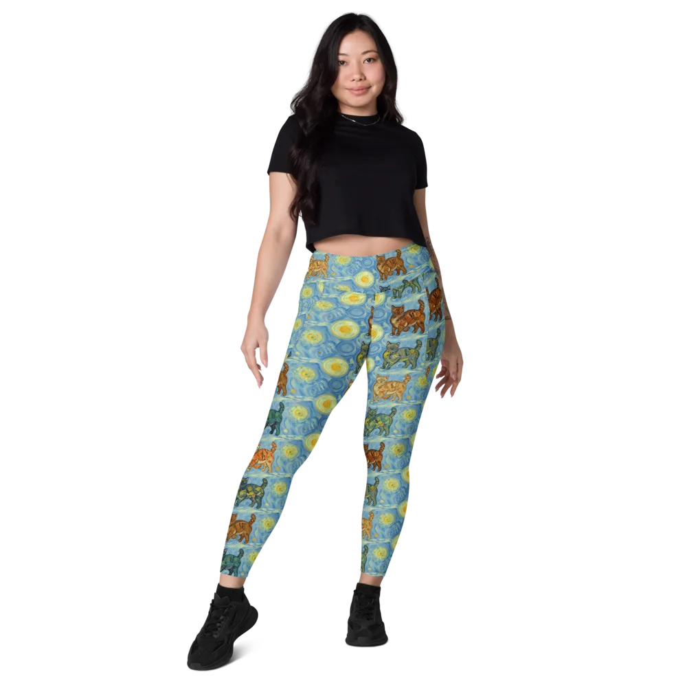 Starry Night Prowl on Leggings with Pockets — Front