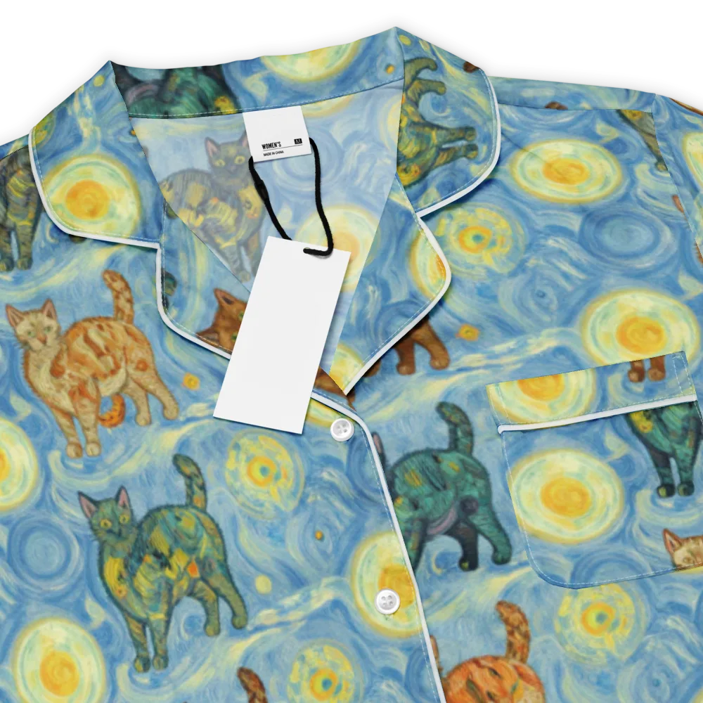 Starry Night Prowl on Women's Short Sleeve Pajama Top — Product details