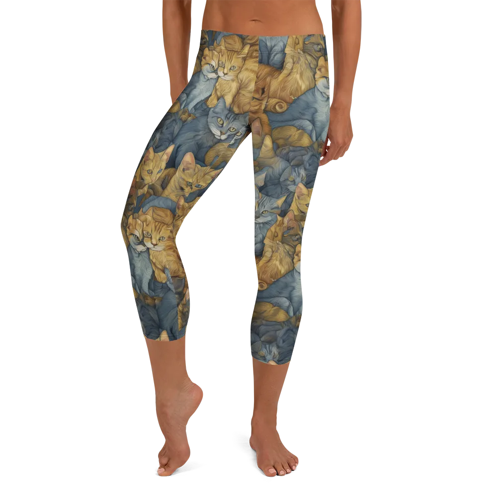 Gilded Purr on Capri Leggings — Front