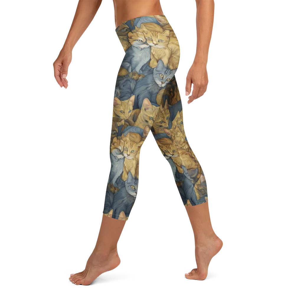 Gilded Purr on Capri Leggings — Left