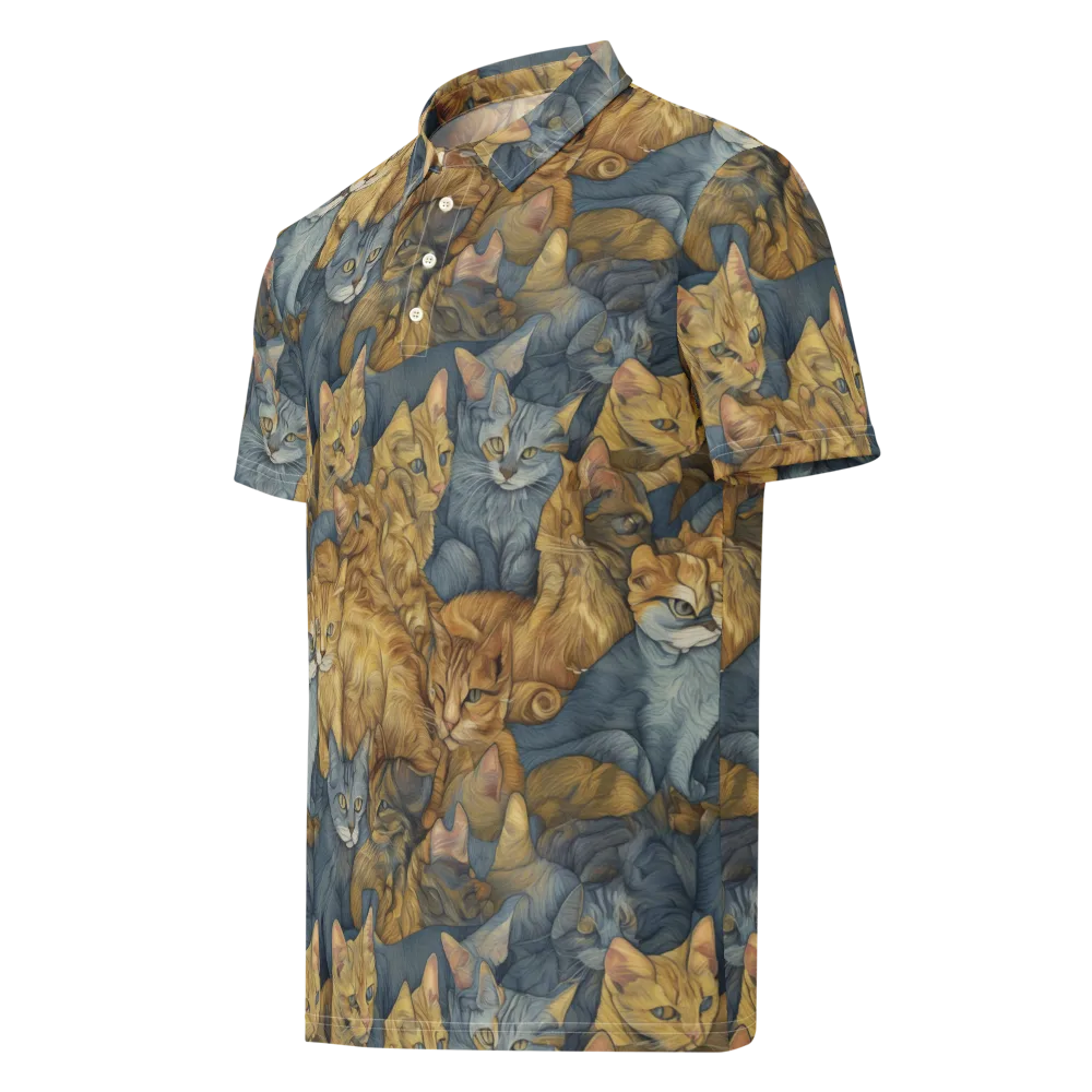 Gilded Purr on Men's Slim Fit Polo Shirt — Left Front