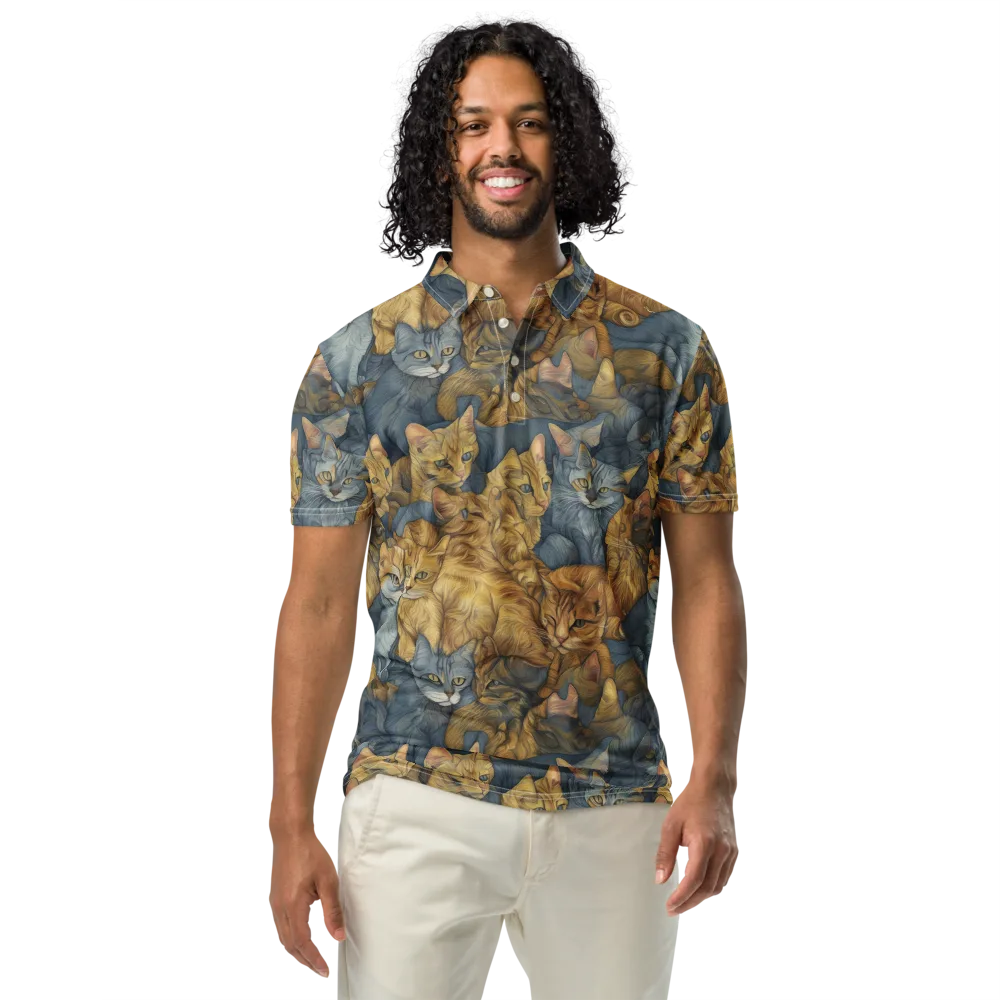 Gilded Purr on Men's Slim Fit Polo Shirt — Front