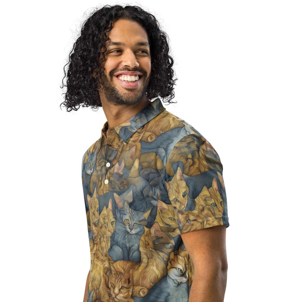 Gilded Purr on Men's Slim Fit Polo Shirt — Left Front