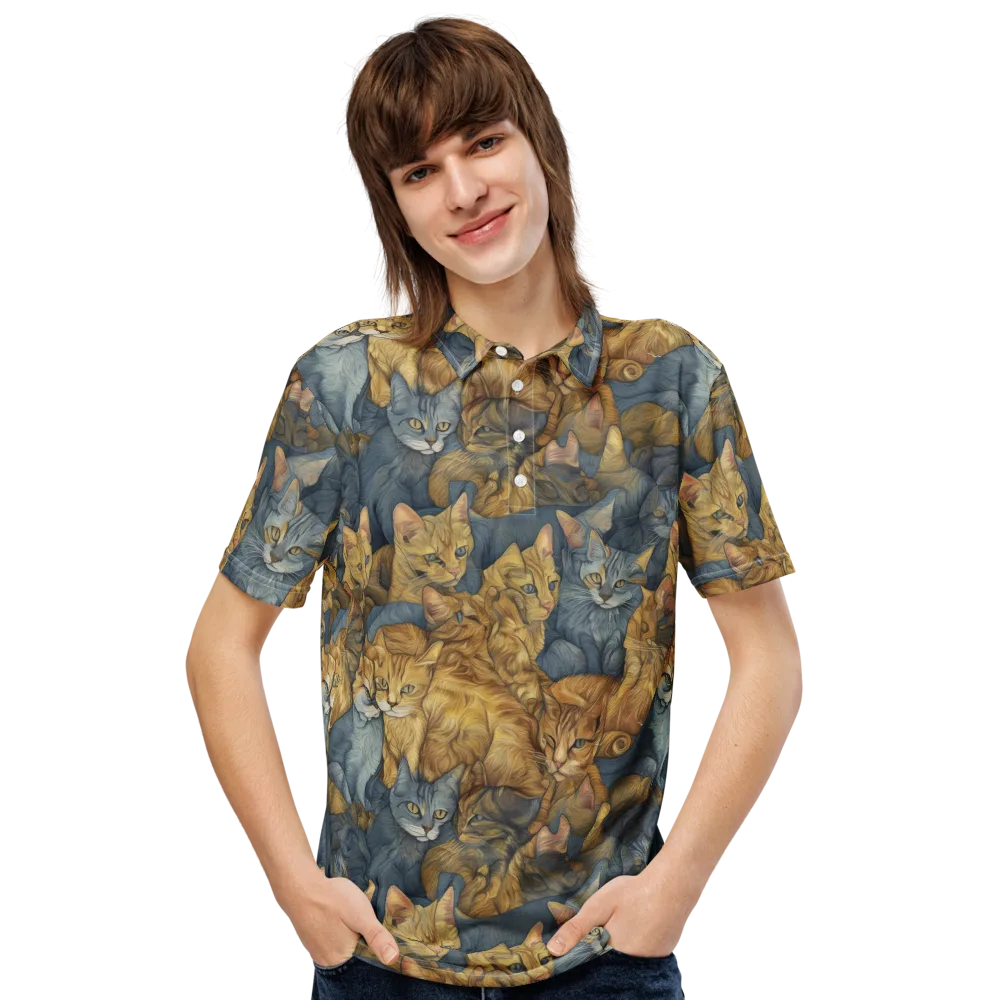 Gilded Purr on Men's Slim Fit Polo Shirt — Front