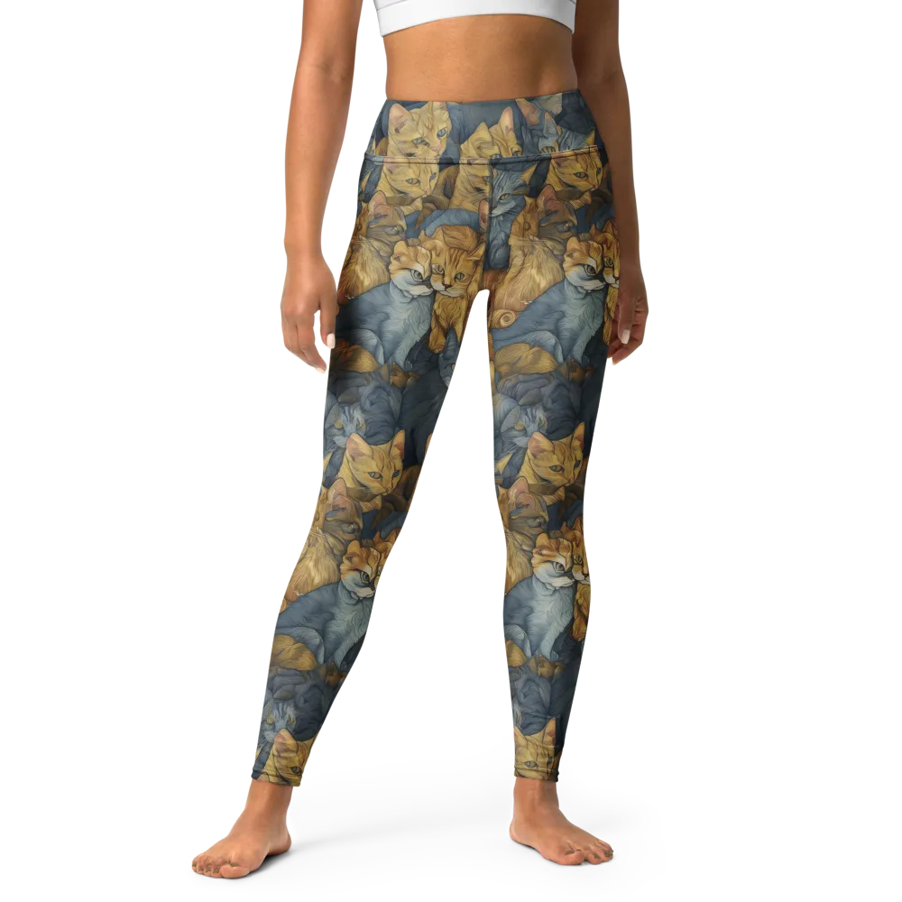 Gilded Purr on Yoga Leggings — Front