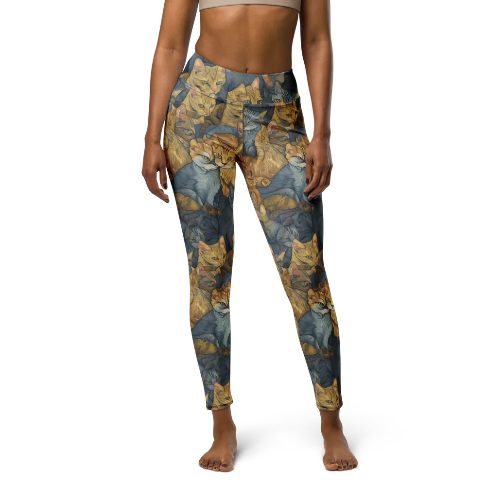 Gilded Purr on Yoga Leggings — Front