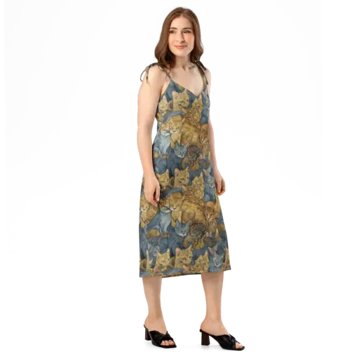 Gilded Purr on a Slip Dress