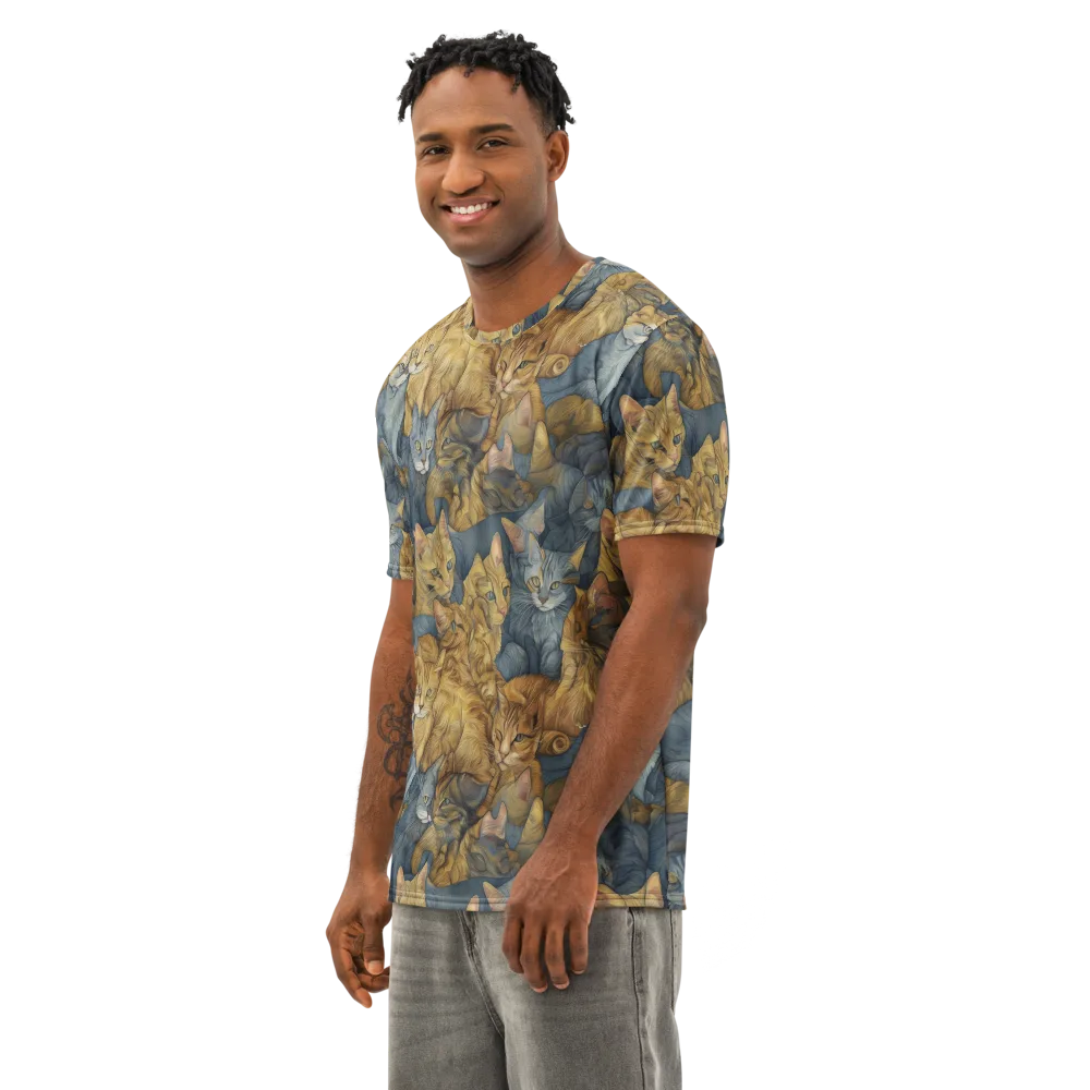 Gilded Purr on Men's Cotton Crew Neck T-Shirt — Left Front