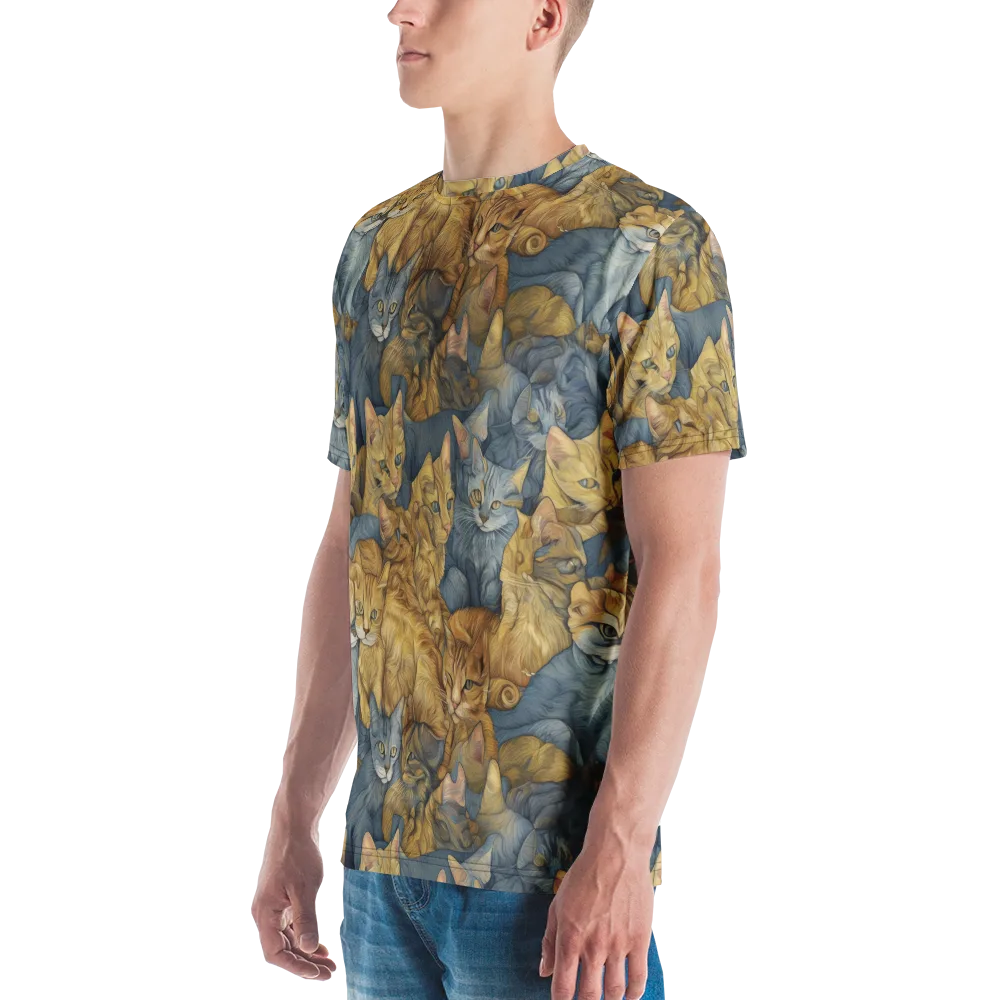 Gilded Purr on Men's Crew Neck T-Shirt — Left