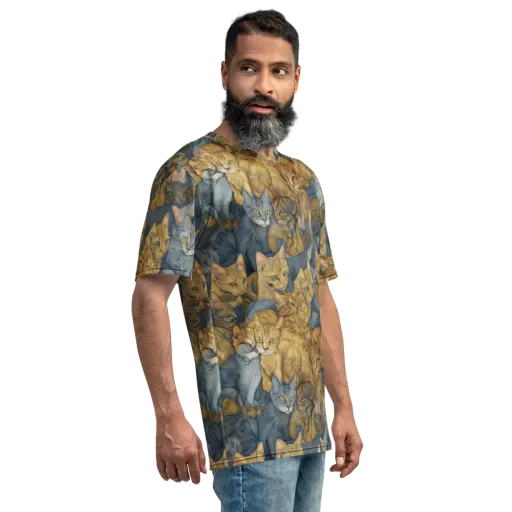 Gilded Purr on a Men's Crew Neck T-Shirt