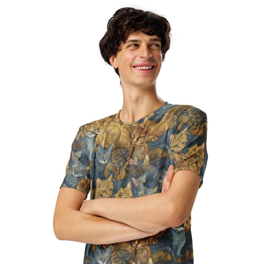 Gilded Purr on Men's Crew Neck T-Shirt — Left Front
