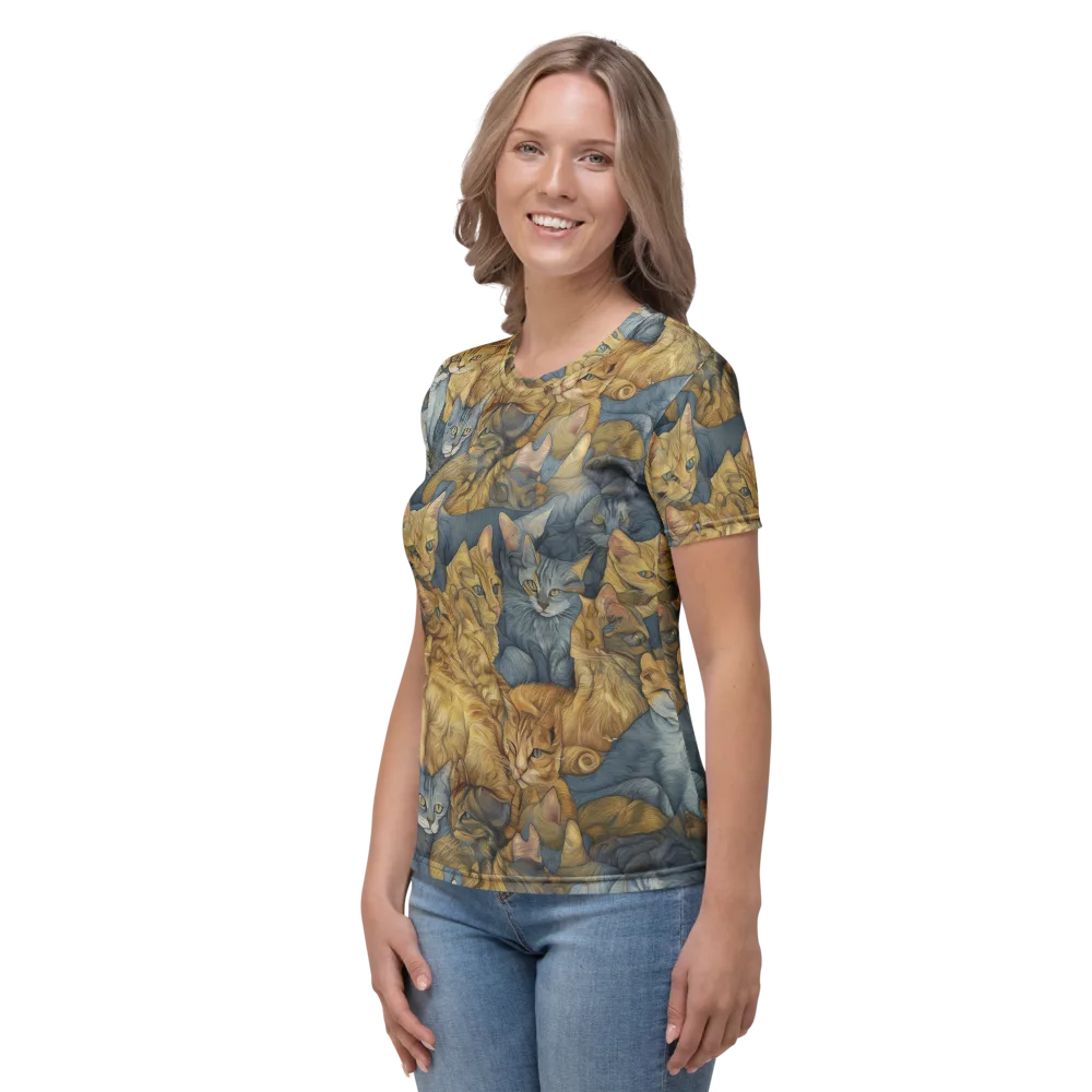 Gilded Purr on Women's Crew Neck T-Shirt — Left