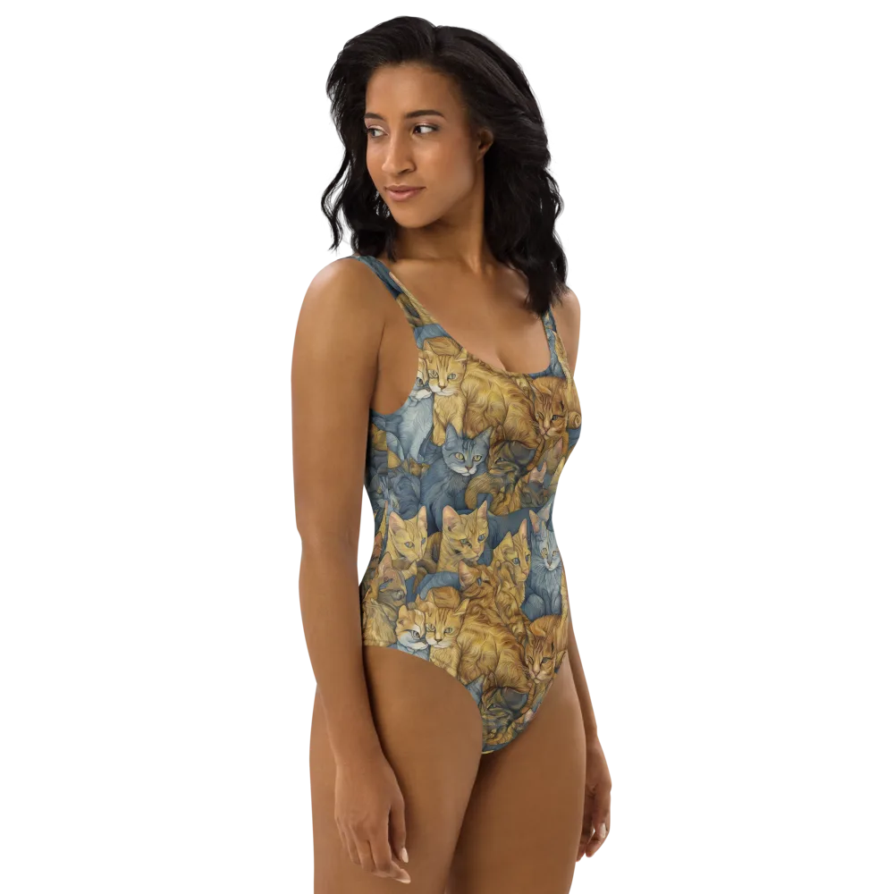 Gilded Purr on One-Piece Swimsuit — Right