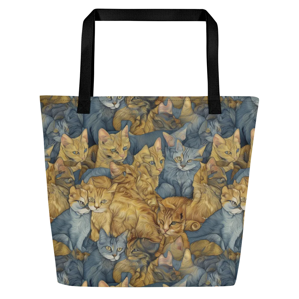 Gilded Purr on Large Tote Bag W/ Pocket — Front