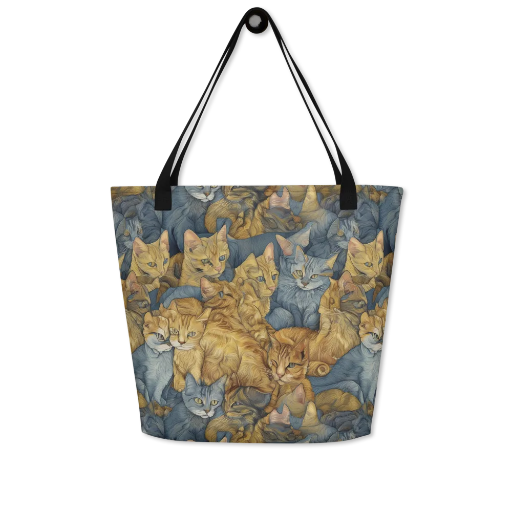 Gilded Purr on Large Tote Bag W/ Pocket — Front