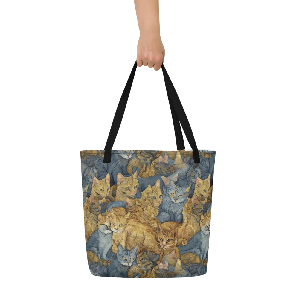Gilded Purr on Large Tote Bag W/ Pocket — Front