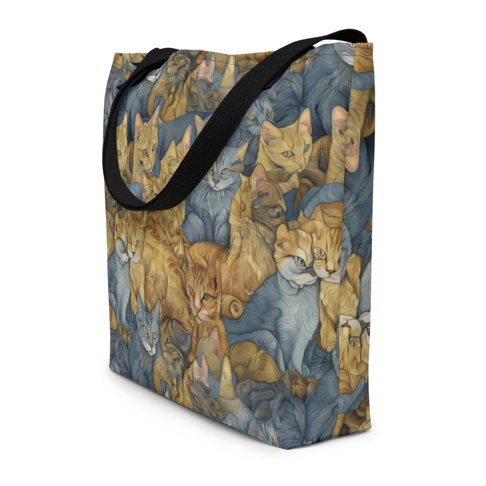 Gilded Purr on Large Tote Bag W/ Pocket — Front