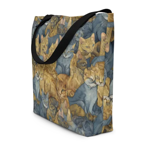 Gilded Purr on a Large Tote Bag W/ Pocket