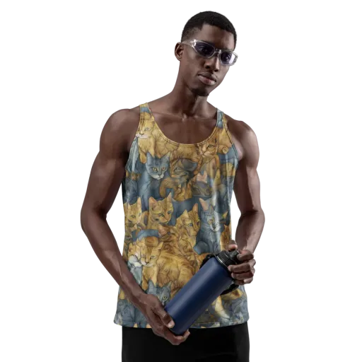 Gilded Purr on a Men's Tank Top
