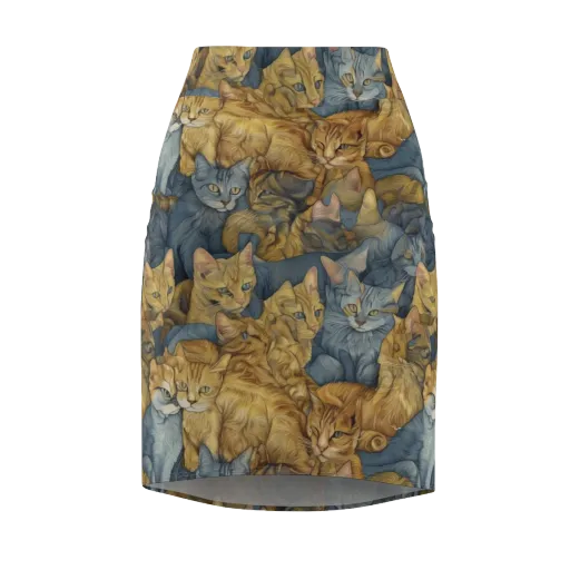 Gilded Purr on a Pencil Skirt