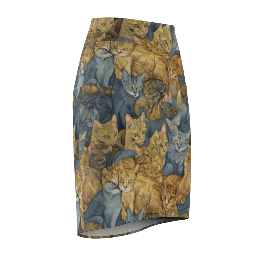 Gilded Purr on Pencil Skirt — Front Side