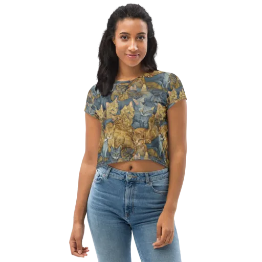 Gilded Purr on a Crop Tee