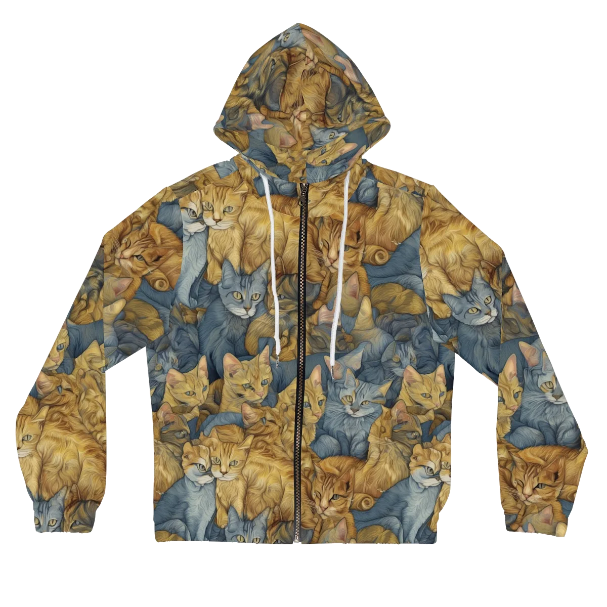 Gilded Purr on Women's Full-Zip Hoodie — Front