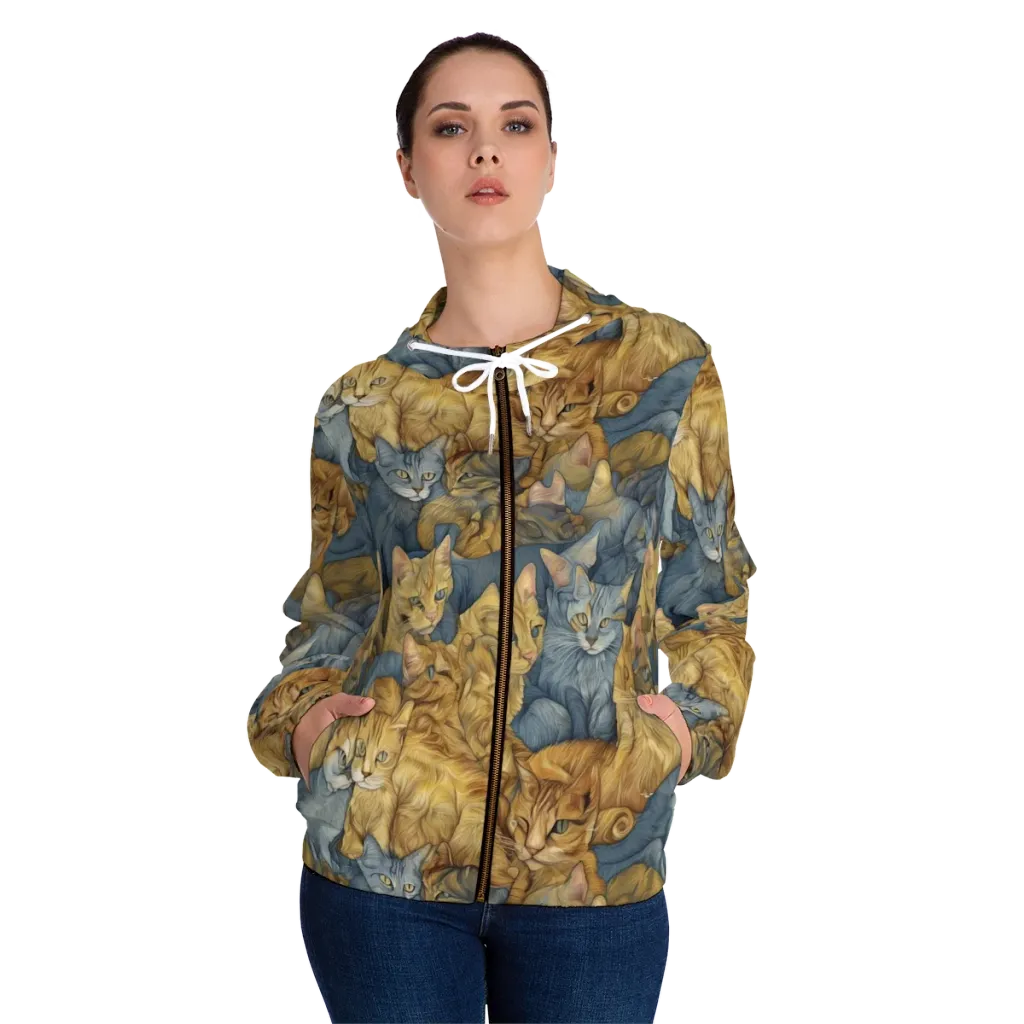 Gilded Purr on Women's Full-Zip Hoodie — Front On Person