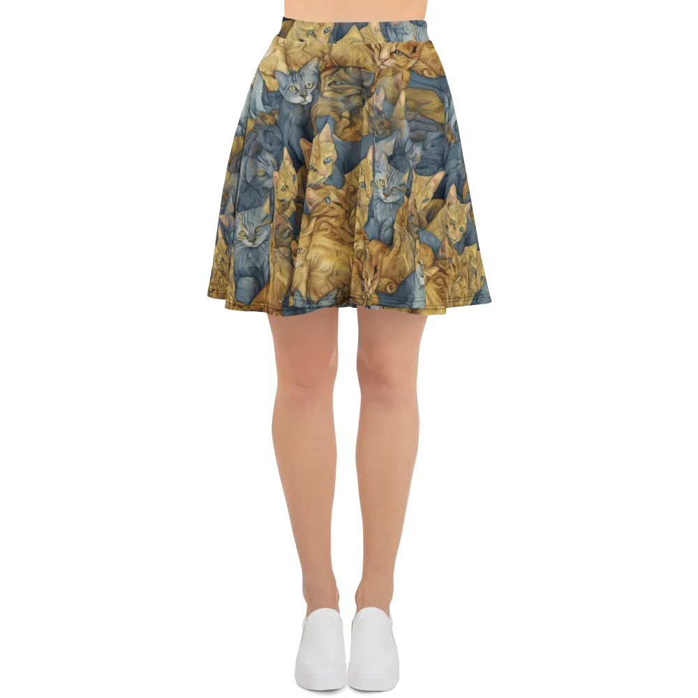 Gilded Purr on Skater Skirt — Front