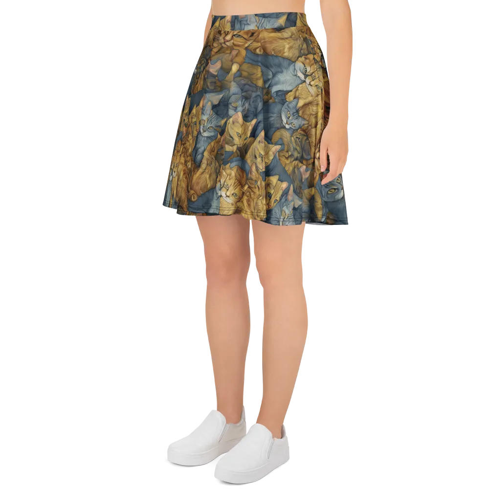 Gilded Purr on Skater Skirt — Left