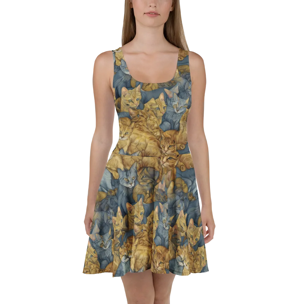 Gilded Purr on Skater Dress — Front