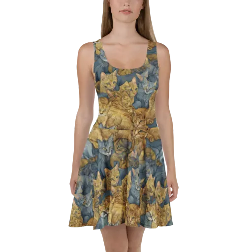 Gilded Purr on a Skater Dress