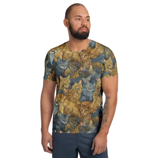 Gilded Purr on a Men's Athletic T-Shirt