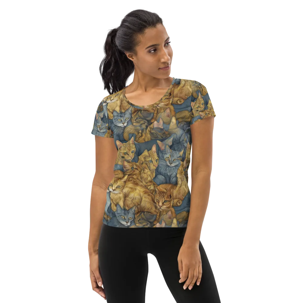 Gilded Purr on Women's Athletic T-Shirt — Front