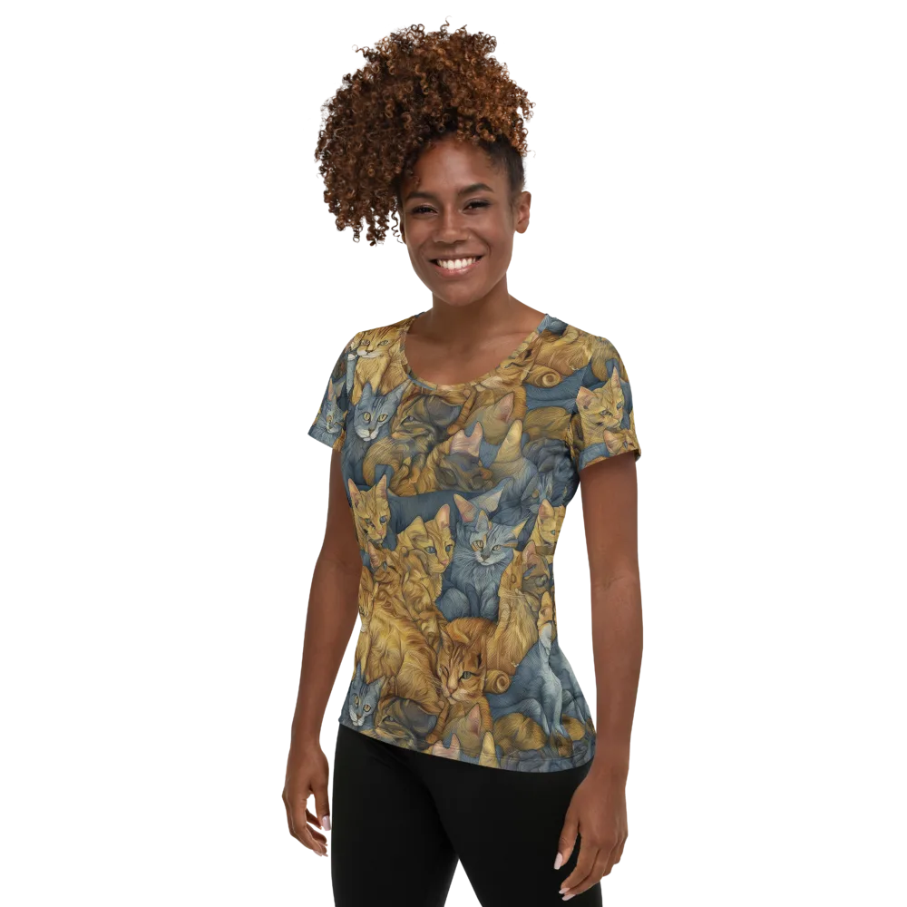 Gilded Purr on Women's Athletic T-Shirt — Left