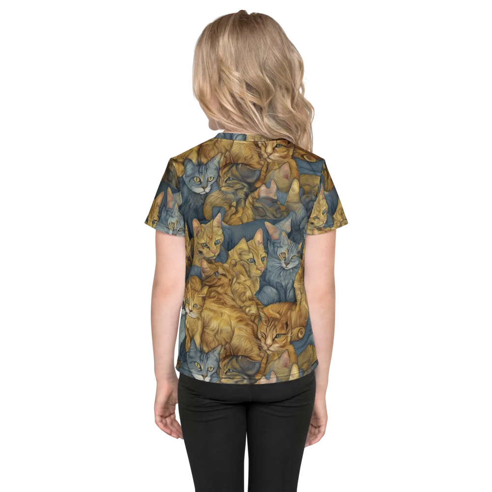 Gilded Purr on Kids Crew Neck T-Shirt — Back