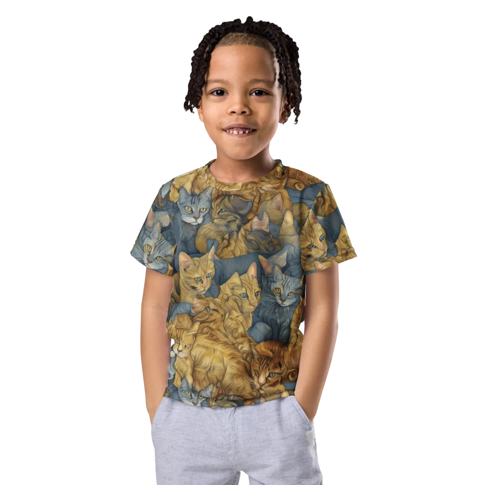 Gilded Purr on Kids Crew Neck T-Shirt — Front