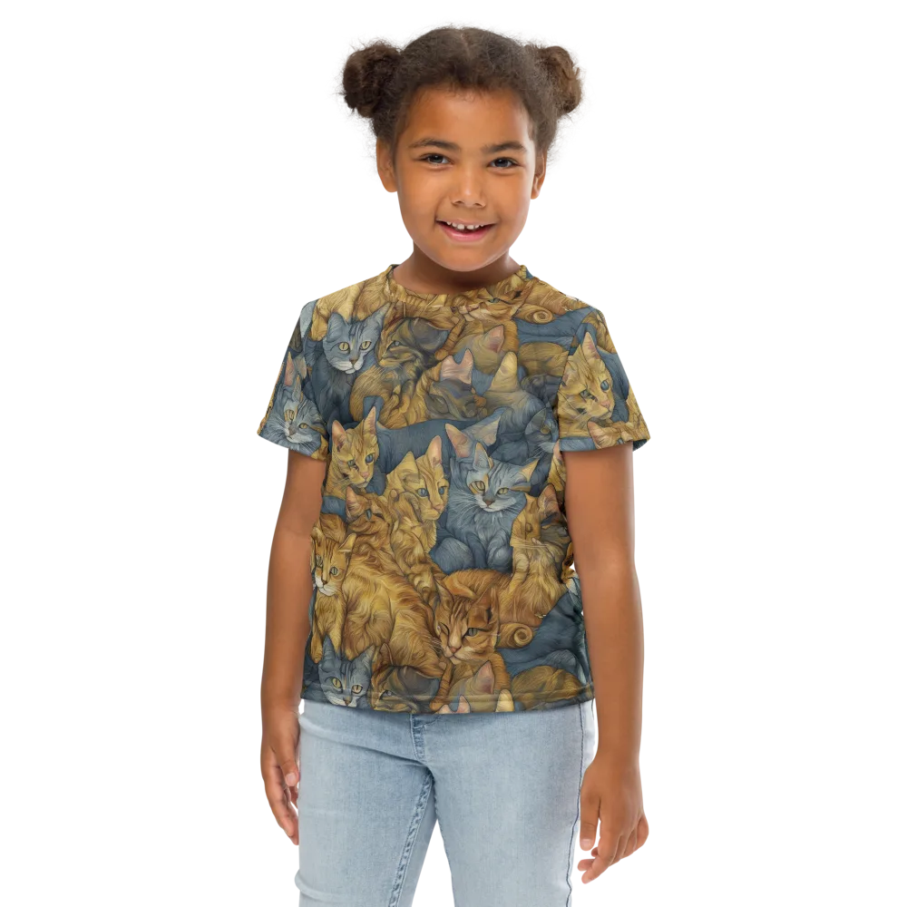 Gilded Purr on Kids Crew Neck T-Shirt — Front