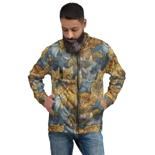 Gilded Purr on a Bomber Jacket