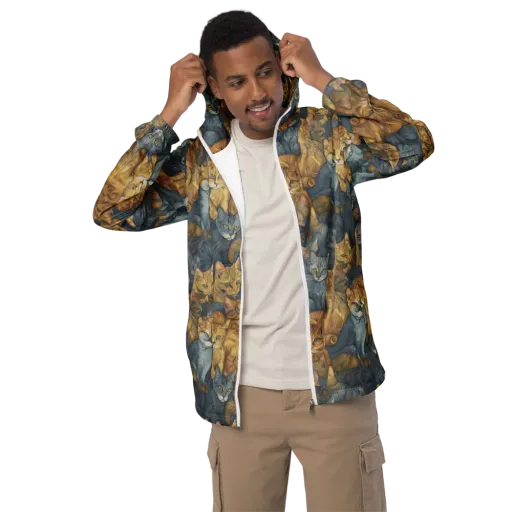 Gilded Purr on a Men's Windbreaker