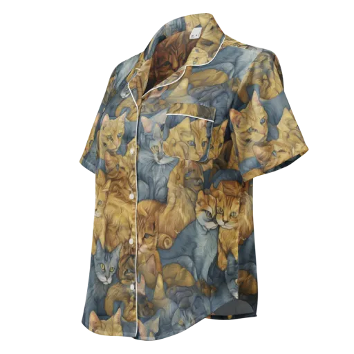 Gilded Purr on a Women's Short Sleeve Pajama Top